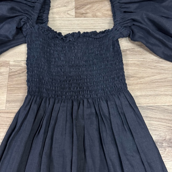 Sleeper Atlanta Linen Midi Dress in Navy Blue Size Large - Picture 4 of 8